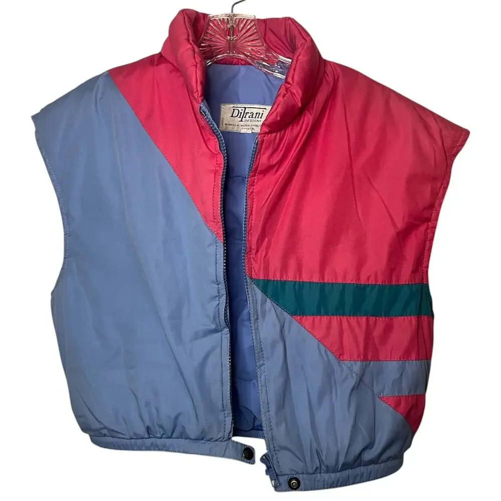 Vintage DiTrani Designs Colorblock Puffer Vest Down Fill Made in Canada Sz 8